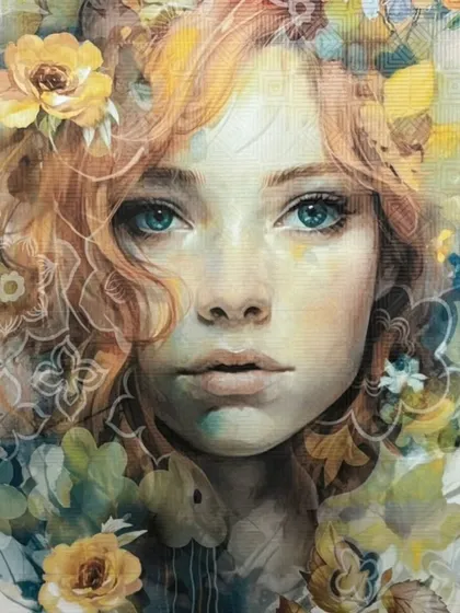 This tile mural features a stunning, artistic portrait with intricate details. It's a prime example of how we can print high-resolution art onto tiles for a unique wall feature.