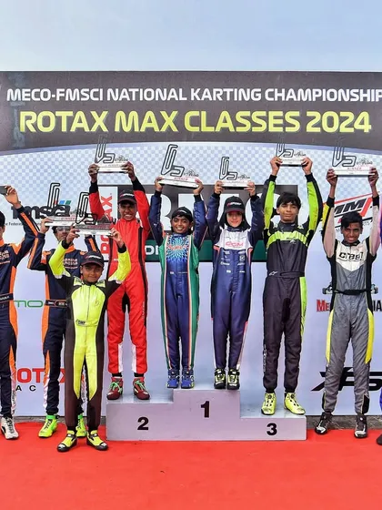 The full podium of winners from Round 1 of the 2024 National Karting Championship, a proud moment for all teams and drivers.