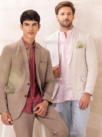 For this linen brand campaign, I styled two male models in complementary pastel and earthy tones, showcasing how linen can be styled for both smart casual and festive occasions.
