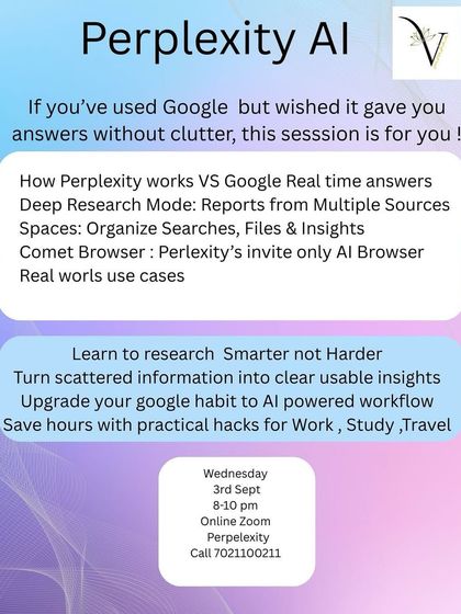 Perplexity AI gives you the clean, source-verified answers that you wish you could get from a standard search engine. This session teaches you how to use its deep research mode, organize information in Spaces, and save hours on work, study, and travel planning.