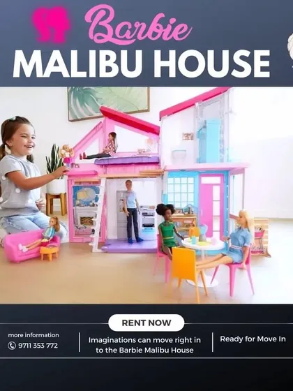 The Barbie Malibu House is another fantastic rental option, offering two stories and six rooms of fun. It even transforms, with a living room that becomes a home movie theater.