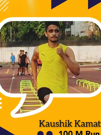 Celebrating Kaushik Kamat's gold medal in the 100m run at the Mumbai Suburban District Senior Athletics Championship.