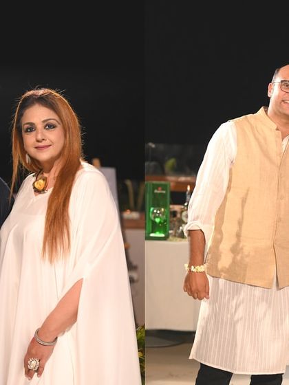 Our Founder & CEO, Vivek, with designer Suneet Varma and guests at the exclusive debut of the 'Mehr' collection on a rooftop in Mehrauli, Delhi.