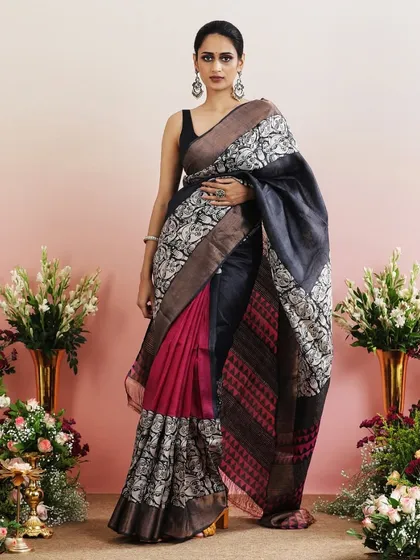 Another full view of this modern and artistic saree, perfect for the fashion-forward woman.