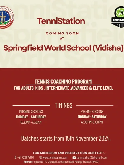 Our new coaching program at Springfield World School in Vidisha is open for all levels. We have morning and evening sessions for adults, kids, and competitive players.