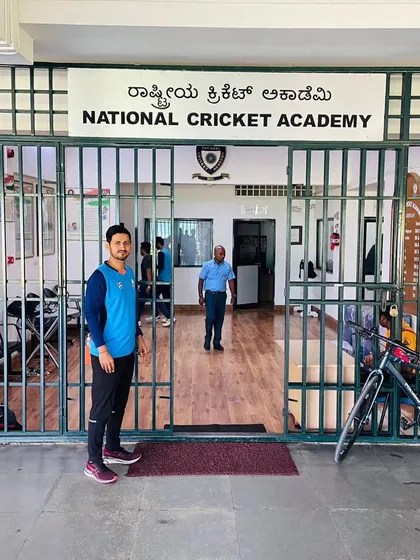 Our head coach at the National Cricket Academy in Bengaluru after successfully completing his BCCI Level 2 course. We believe in continuous learning.
