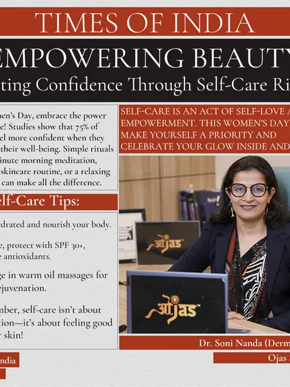 **As featured in the Times of India: Empowering Beauty Through Self-Care.** I share my key tips on how simple rituals like skincare and meditation can boost confidence and help you feel good in your skin.