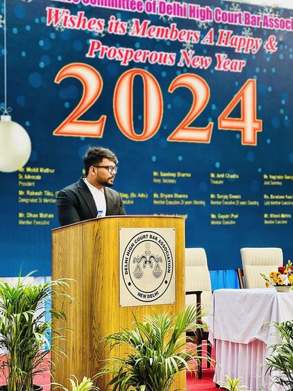 Addressing my colleagues at a Delhi High Court Bar Association event. Being an active member of the bar keeps me connected and engaged with the evolving legal landscape in Delhi.