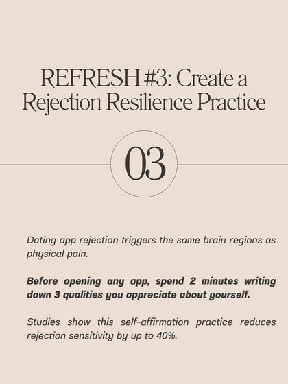 **Feeling dating app burnout? Here are three ways to refresh your approach.** Dating apps are designed to keep you swiping, creating a dopamine response similar to gambling. To reclaim your agency, implement the 2-2-2 rule to move from texting to meeting, switch to values-based filtering, and create a rejection resilience practice.