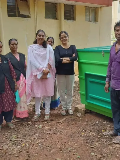 A group photo with the staff at the Mahatma Gandhi Institute after a training session for the Eartha composter. Empowering communities with the right tools and knowledge is at the heart of what I do.