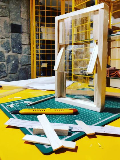 Model mojo! Before anything is built, I often create detailed physical models to test ideas. This is a scale model of a window detail, allowing me to study its proportions and mechanics in three dimensions.