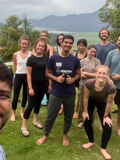 A selfie with our international students during an outdoor practice session, celebrating unity.