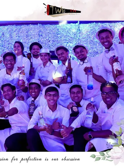 Our large team of 20 bartenders celebrating a successful Christmas party at St. Regis. We have the manpower to manage events of any size.