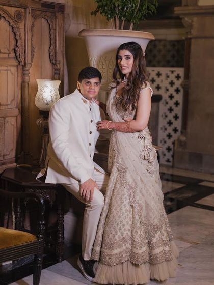 Being in love brings the best kind of glow. This engagement photo captures the couple's happiness and the bride's elegant, minimal makeup.