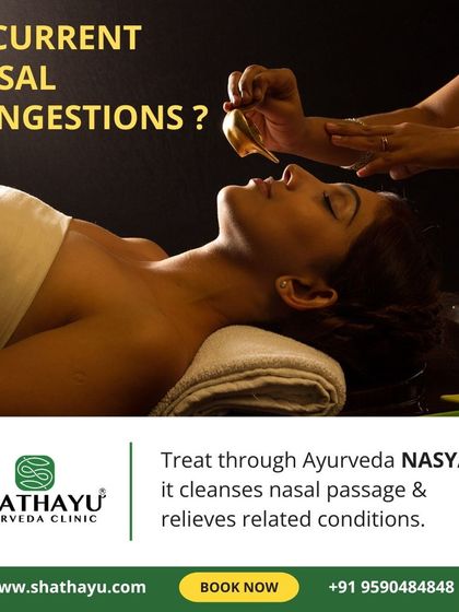 For recurrent nasal congestion, we offer the Ayurvedic treatment of Nasya. This therapy effectively cleanses the nasal passages, providing relief from sinus issues and related conditions, which can also impact hair and skin health.