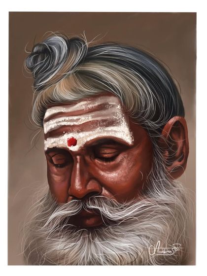 A digital painting of a sadhu, where I focused on capturing the texture of his hair and the peaceful, meditative expression on his face. This is a tribute to the spiritual side of our culture.
