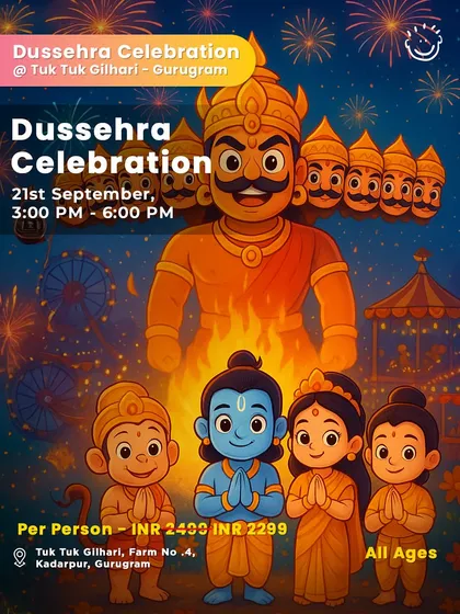 A Dussehra Celebration at Tuk Tuk Gilhari, a farm in Gurugram, offering an outdoor festive experience for all ages.