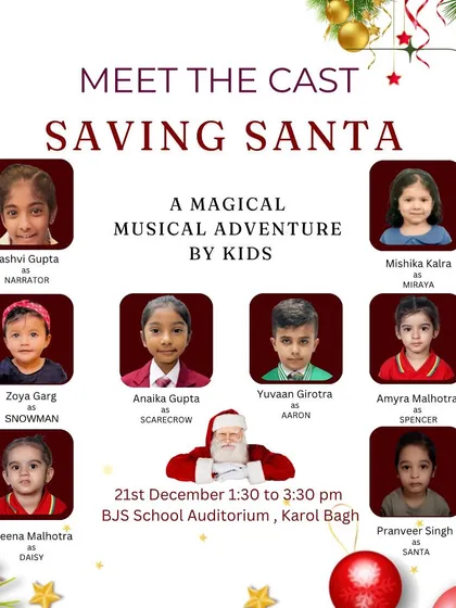 Introducing the cast of 'Saving Santa', a magical musical adventure. These little actors, aged 3 to 7, are all set to dazzle the audience.