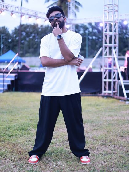 "My silence is my attitude." A posed shot from an outdoor festival, showing a different side of my style.