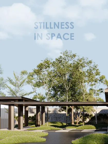 Stillness in space. This structure is where design meets silence and landscape breathes with purpose. The delicate balance between the built pavilion and the surrounding nature is curated to evoke calm and continuity.