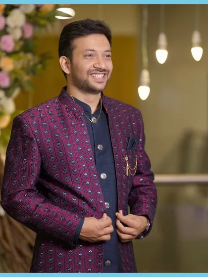 Our groom, Aditya, looking dapper and ready to get engaged to the love of his life. We capture the groom's excitement too.