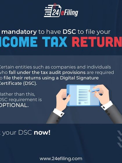 Is a DSC mandatory for filing your income tax return? For most individuals, it's optional. However, it is required for companies and individuals who fall under tax audit provisions. We can help you get your DSC if needed.