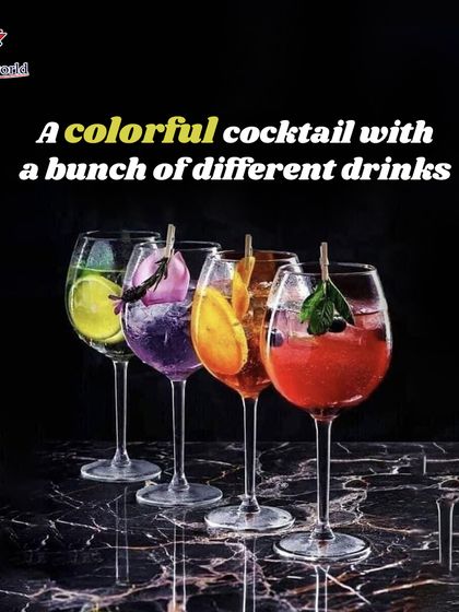 A colorful lineup of wine-based spritzers, each with a different fruit and herb garnish. This shows our ability to create a variety of light and refreshing drinks for any event.