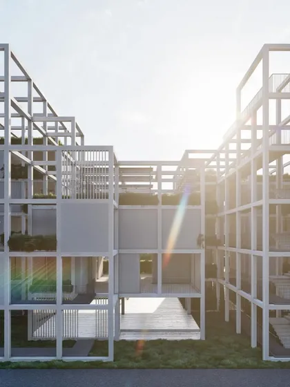 The modular framework of Pixel Housing allows for a high degree of flexibility and personalization for each residential unit.