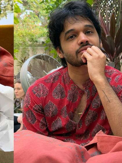 A candid self-portrait at a cafe, capturing a moment of relaxation.
