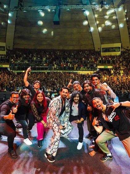 The whole team after a successful show in Delhi with Ayushmann Khurrana. It takes a great team to put on an unforgettable concert.