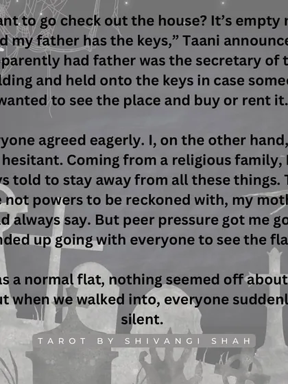A story of a house party where a group visits the apartment of a boy who had hung himself, leading to nightmares and a lingering spiritual presence.