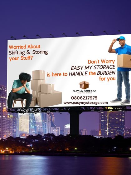 Don't worry about the burden of shifting and storing your stuff. Our service is designed to handle it all for you, as shown in this billboard concept that captures our core promise.