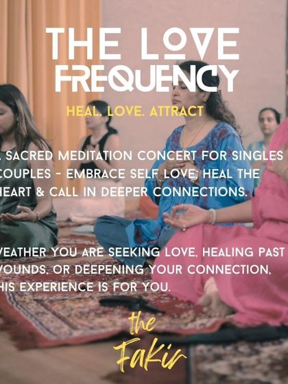 Participants in a state of deep meditation during "The Love Frequency" concert. This session is for both singles and couples looking to heal past wounds or deepen their connection.