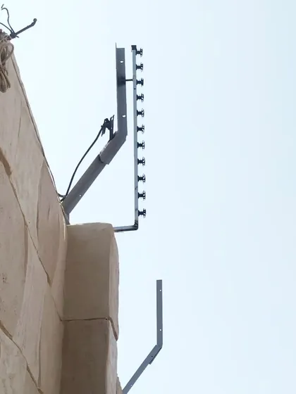 This is a section of a perimeter intrusion detection system (PIDS) we installed on a client's boundary wall. This type of electric fencing provides a formidable first line of defense against unauthorized entry.