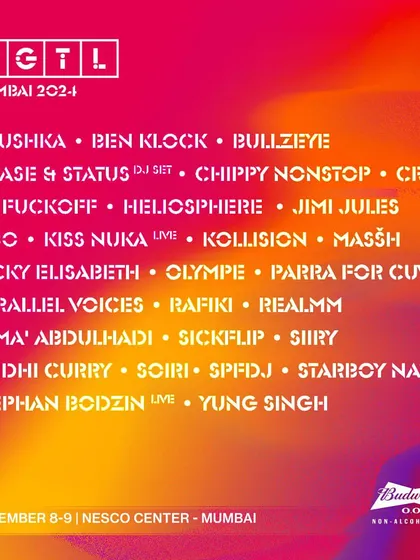 The full lineup for DGTL Mumbai, featuring my name alongside global techno icons like Stephan Bodzin and Ben Klock. This demonstrates the caliber of events I am booked for.