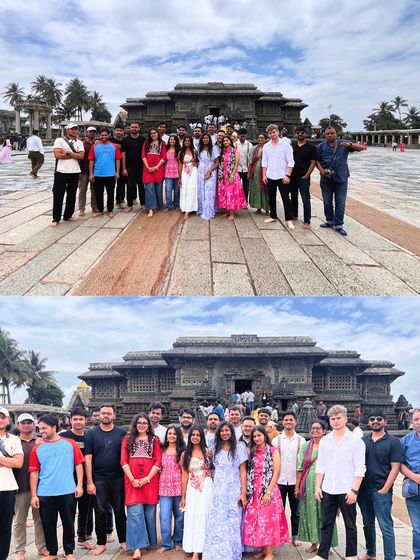 Exploring the intricate architecture of a temple during our Chikmagalur trip. Our itineraries often blend nature with local culture and history.