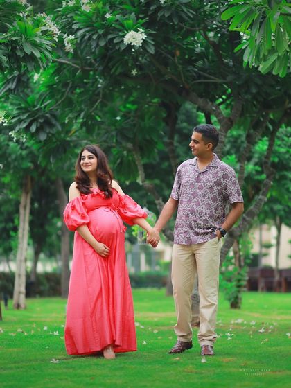 A candid moment of a couple taking a stroll in the park. This natural, unposed shot beautifully captures their connection and the joy of their journey.