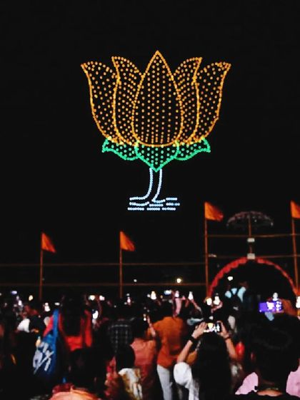 A lotus formation from our Varanasi show, a symbol of purity and enlightenment, resonates with the spiritual atmosphere of the holy city.