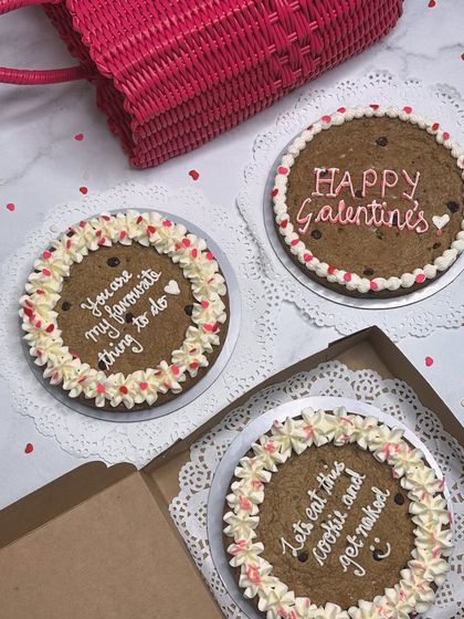 A collection of my sassy Valentine's and Galentine's giant cookies. With messages ranging from sweet to spicy, there's a cookie for every kind of relationship status.