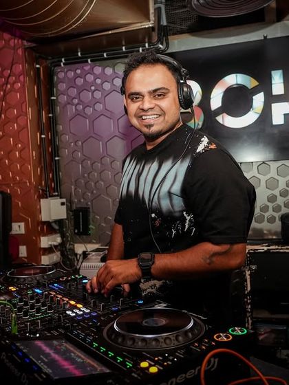 A happy moment behind the console at Boho Koramangala. A smile on my face usually means the crowd is having an amazing time, and that's what it's all about.