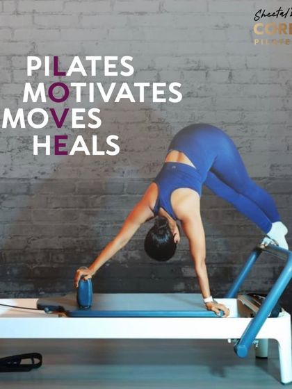 Pilates motivates, moves, and heals. This powerful image of a pike on the Reformer captures the essence of building strength, improving posture, and feeling more confident in your body.