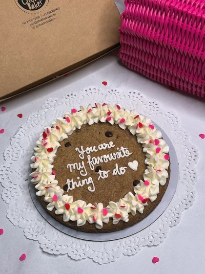 For that special someone, this giant cookie says "You are my favourite thing to do". It's a little bit naughty, a little bit sweet, and a whole lot of delicious.