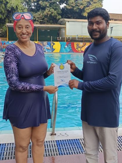 A proud moment as another dedicated student advances to the next level. This certificate is a testament to her hard work and passion for swimming. We celebrate every step of her journey.
