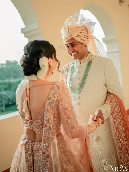 The happiness of a first look. Anu's makeup was designed to be both beautiful in person and stunning in photos.