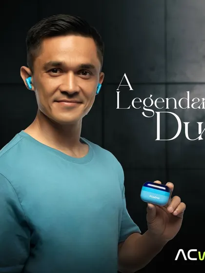 For this advertising campaign with football legend Sunil Chhetri, we created a clean, approachable look that highlights both the personality and the product, ACWO earbuds.