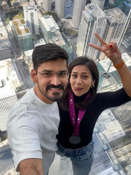 Celebrating the Chicago Marathon finish with my husband. From the 26.2 miles to exploring the city, it was an amazing trip. He is my partner in stride and in life.