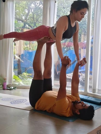 Another Acro Yoga pose from our workshop. This practice teaches us how to lift each other up, both literally and figuratively.