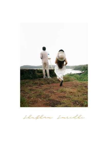 A candid shot of the bride-to-be running towards her partner, full of joy and anticipation. This image captures the energy and excitement that defines the pre-wedding phase.