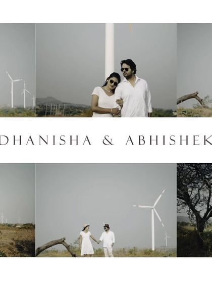 A collage of moments from a pre-wedding shoot, showcasing the variety of romantic and playful shots captured against the windmill backdrop.