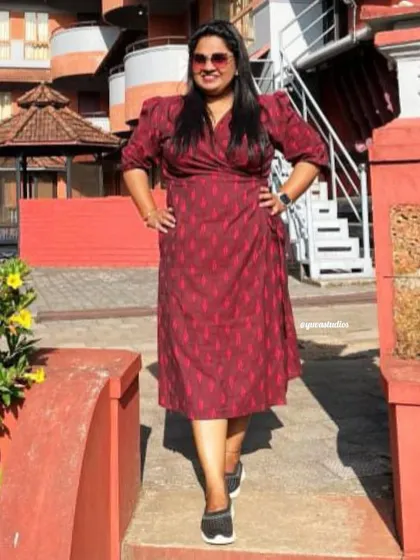 Another stunning client looking graceful in my handloom Ikat dress. It’s wonderful to see my designs travel and be a part of your special moments.
